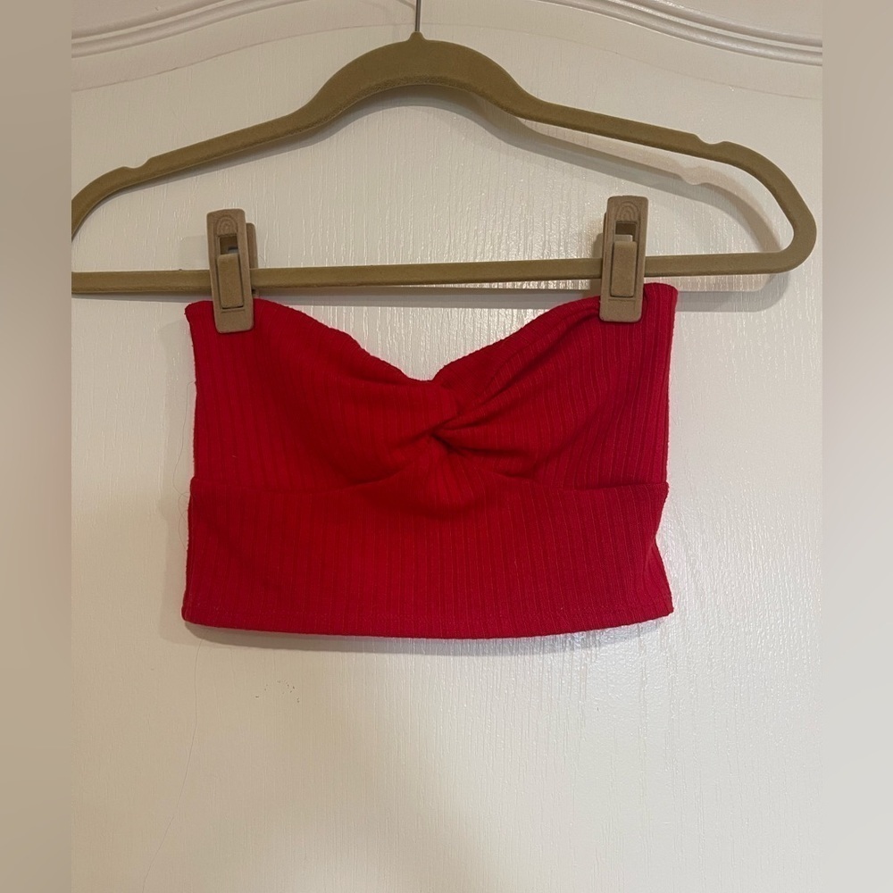 Forever 21 red ribbed twist tube top​​​​​​​